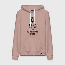 Толстовка-худи хлопковая женская Keep Calm & Juventus fan, цвет: пыльно-розовый