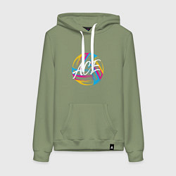 Толстовка-худи хлопковая женская Волейбол, цвет: авокадо