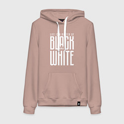Толстовка-худи хлопковая женская Juventus: Black & White, цвет: пыльно-розовый