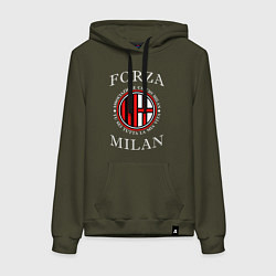 Толстовка-худи хлопковая женская Forza Milan цвета хаки — фото 1