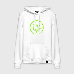 Толстовка-худи хлопковая женская Watch Dogs: Green Logo, цвет: белый