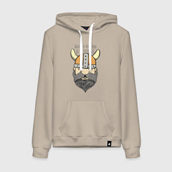 Толстовка-худи хлопковая женская Born to be a Viking, цвет: миндальный