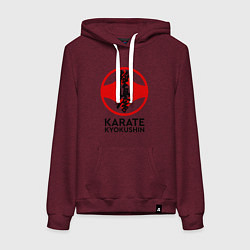 Толстовка-худи хлопковая женская Karate Kyokushin, цвет: меланж-бордовый