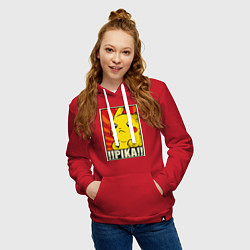 Толстовка-худи хлопковая женская Pikachu: Pika Pika, цвет: красный — фото 2