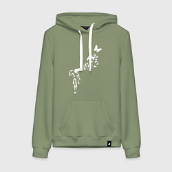 Толстовка-худи хлопковая женская Banksy, цвет: авокадо