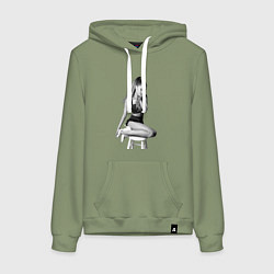 Толстовка-худи хлопковая женская ARIANA GRANDE, цвет: авокадо