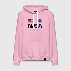 Толстовка-худи хлопковая женская NASA НАСА, цвет: светло-розовый