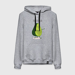 Толстовка-худи хлопковая женская Авокадо любовь, цвет: меланж