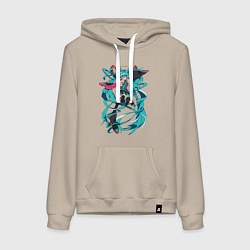 Толстовка-худи хлопковая женская Hatsune Miku Expo, цвет: миндальный