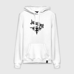 Толстовка-худи хлопковая женская Judas priest, цвет: белый
