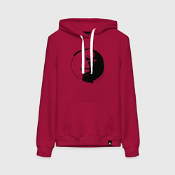 Толстовка-худи хлопковая женская Инь-Янь Коты, цвет: маджента