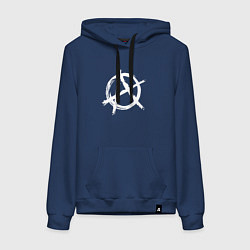 Толстовка-худи хлопковая женская АНАРХИЯ, цвет: тёмно-синий