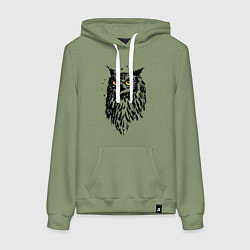 Толстовка-худи хлопковая женская Сова, цвет: авокадо