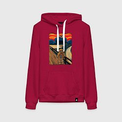Толстовка-худи хлопковая женская КОРЖИК КРИК, цвет: маджента
