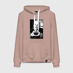 Толстовка-худи хлопковая женская Ленин Oko, цвет: пыльно-розовый