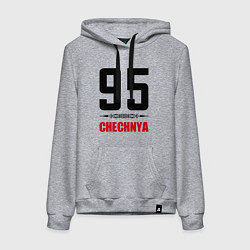 Толстовка-худи хлопковая женская 95 Chechnya, цвет: меланж