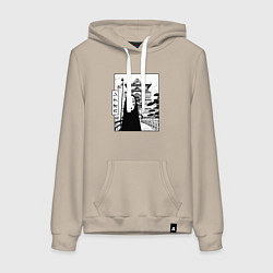 Толстовка-худи хлопковая женская No-Face Spirited Away Ghibli, цвет: миндальный