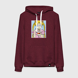 Толстовка-худи хлопковая женская Sailor Moon Usagi Tsukino, цвет: меланж-бордовый