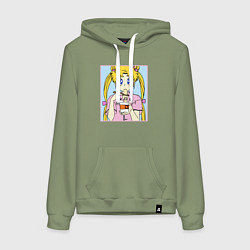 Толстовка-худи хлопковая женская Sailor Moon Usagi Tsukino, цвет: авокадо