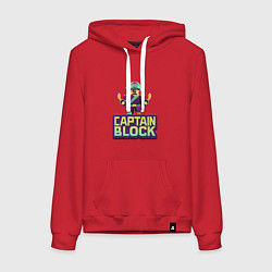 Толстовка-худи хлопковая женская Roblox Captain Block Роблокс, цвет: красный