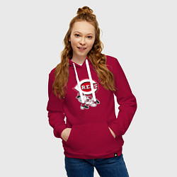 Толстовка-худи хлопковая женская Cincinnati reds - baseball team - talisman, цвет: маджента — фото 2