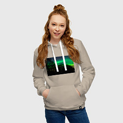 Толстовка-худи хлопковая женская Северное сияние, цвет: миндальный — фото 2