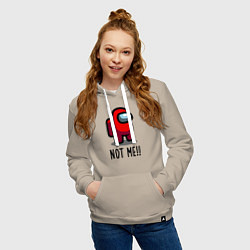 Толстовка-худи хлопковая женская Among Us, Not Me!, цвет: миндальный — фото 2