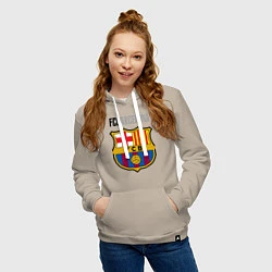 Толстовка-худи хлопковая женская Barcelona FC, цвет: миндальный — фото 2