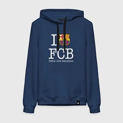 Толстовка-худи хлопковая женская Barcelona FC, цвет: тёмно-синий