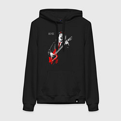 Толстовка-худи хлопковая женская ACDC Angus Young, цвет: черный