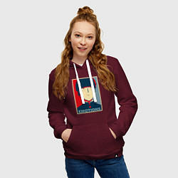 Толстовка-худи хлопковая женская Mob Emotions Z, цвет: меланж-бордовый — фото 2