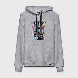 Толстовка-худи хлопковая женская BTS BT21, цвет: меланж