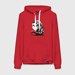 Толстовка-худи хлопковая женская Годзилла, цвет: красный