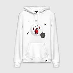 Толстовка-худи хлопковая женская Among us самокат фристайл, цвет: белый