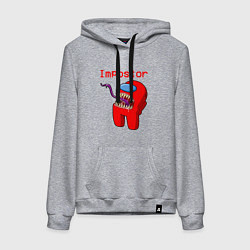 Толстовка-худи хлопковая женская AMONG US - IMPOSTOR, цвет: меланж