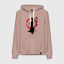 Толстовка-худи хлопковая женская Ghost of Tsushima, цвет: пыльно-розовый