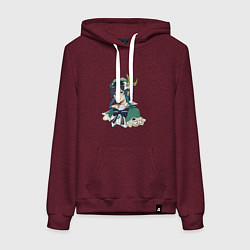 Толстовка-худи хлопковая женская Милый Венти, цвет: меланж-бордовый