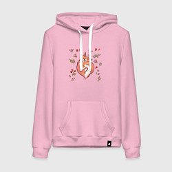 Толстовка-худи хлопковая женская Влюблённые лисички акварелью, цвет: светло-розовый