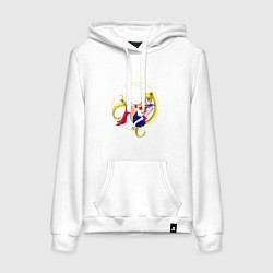 Толстовка-худи хлопковая женская Sailor Moon, цвет: белый