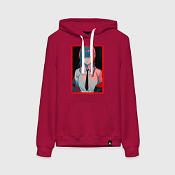 Толстовка-худи хлопковая женская Макима человек бензопила Red, цвет: маджента