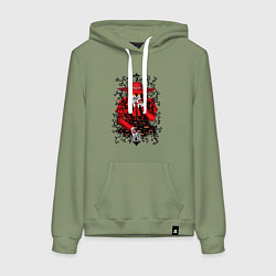 Толстовка-худи хлопковая женская Hellsing Хеллсинг, цвет: авокадо