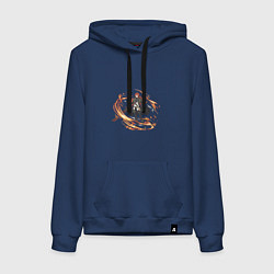 Толстовка-худи хлопковая женская Дилюк, цвет: тёмно-синий