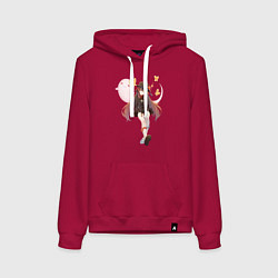 Толстовка-худи хлопковая женская Ху Тао, цвет: маджента