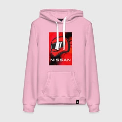 Толстовка-худи хлопковая женская Nissan - Paint, цвет: светло-розовый