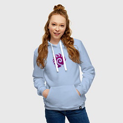 Толстовка-худи хлопковая женская Zerg logo Purple, цвет: мягкое небо — фото 2