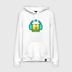 Толстовка-худи хлопковая женская Geometry Dash: Music, цвет: белый