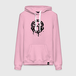 Толстовка-худи хлопковая женская One Piece знак черной краской, цвет: светло-розовый