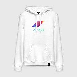 Толстовка-худи хлопковая женская AVICII RAIBOW, цвет: белый