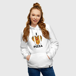 Толстовка-худи хлопковая женская I LOVE PIZZA Я ЛЮБЛЮ ПИЦЦУ Z, цвет: белый — фото 2