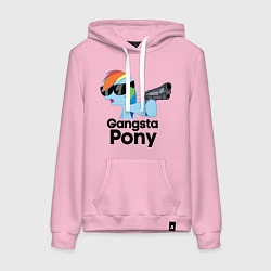Толстовка-худи хлопковая женская Gangsta pony, цвет: светло-розовый